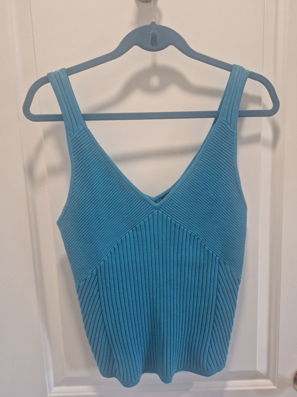 INC International Concepts Ribbed V-Neck Tank in Turquoise
